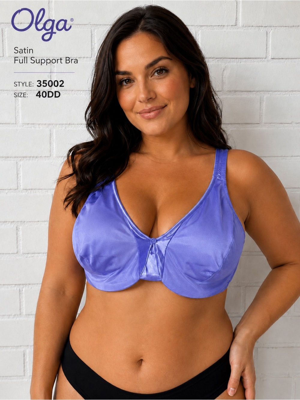 Olga 40DD Lavender Full Coverage Wireless Comfort Bra Shiny Support